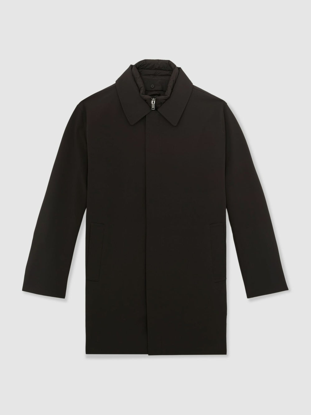 Reiss | Hybrid Removable Funnel Neck Overcoat in Brown