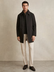 Reiss | Hybrid Removable Funnel Neck Overcoat in Brown
