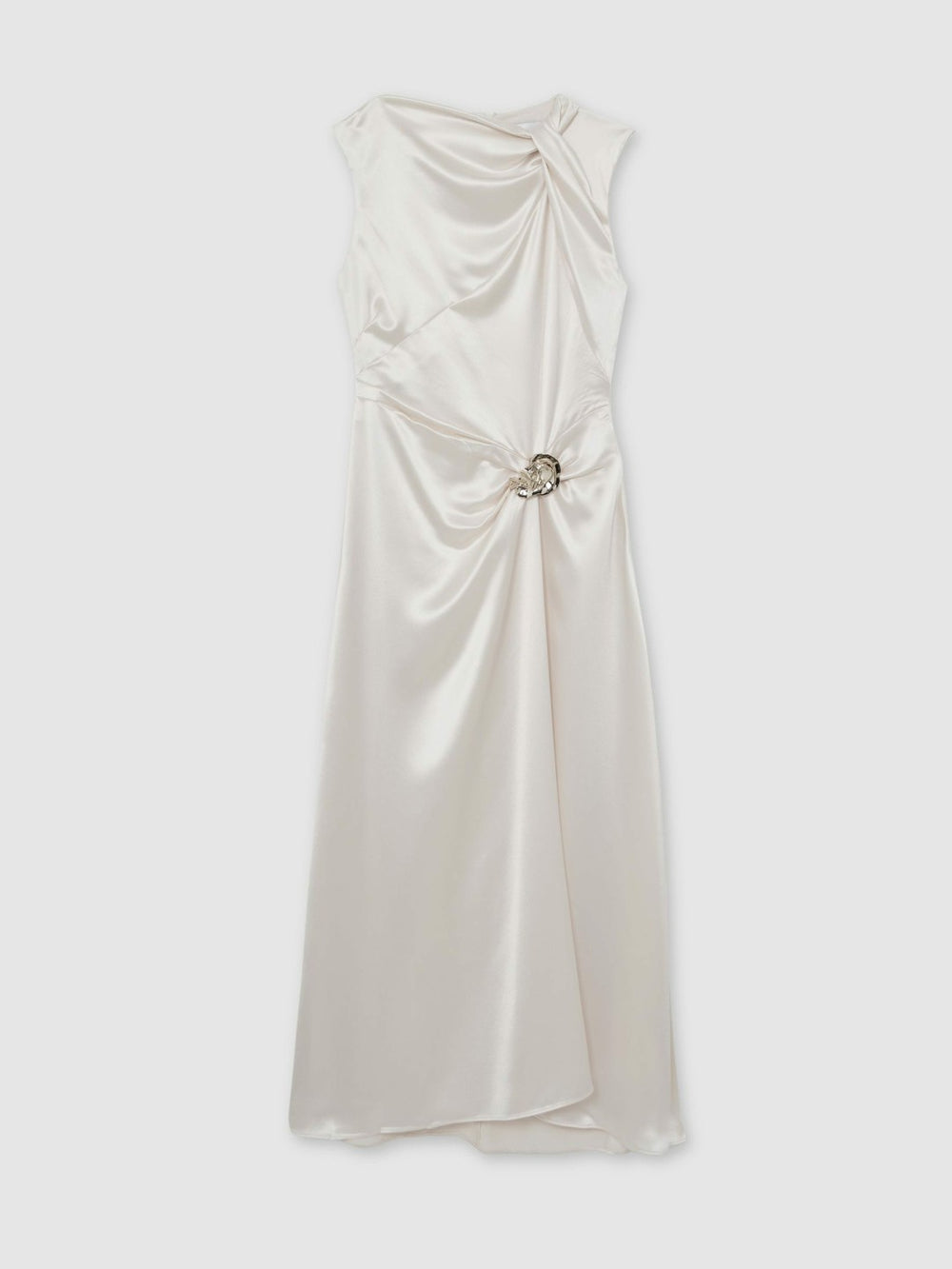 Reiss | Acler Satin Draped Maxi Dress in Ivory