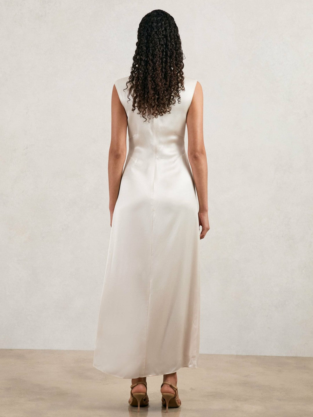 Reiss | Acler Satin Draped Maxi Dress in Ivory