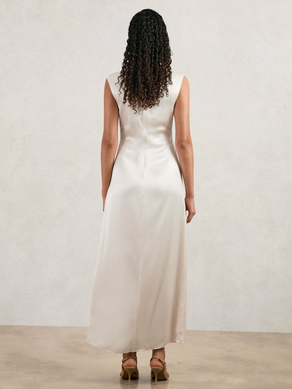 Reiss | Acler Satin Draped Maxi Dress in Ivory