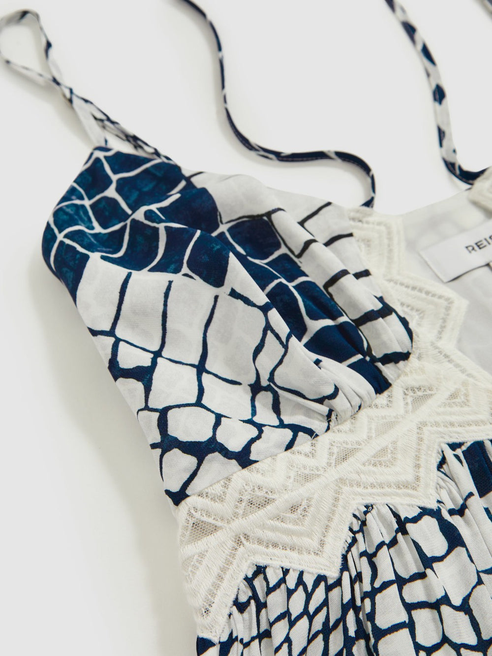 Reiss | Animal Print Lace Trim Cami Top in Blue