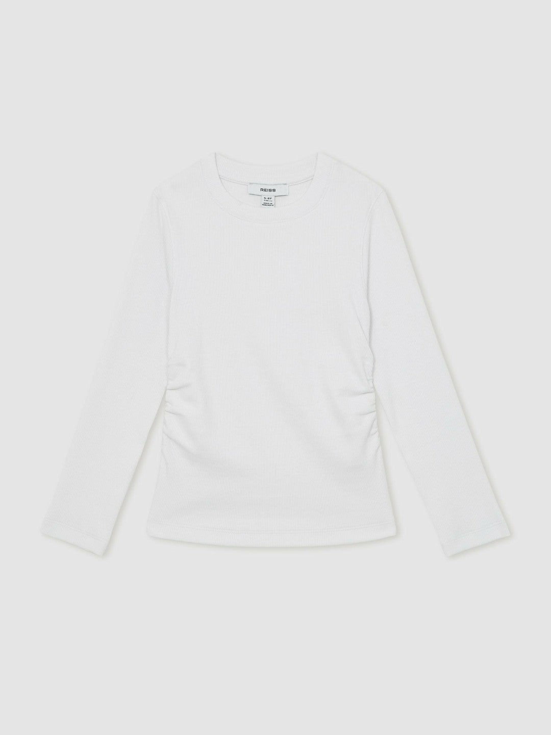 Reiss | 13-14 yrs Cotton Ruched Long-Sleeve T-Shirt with Stretch in Ivory