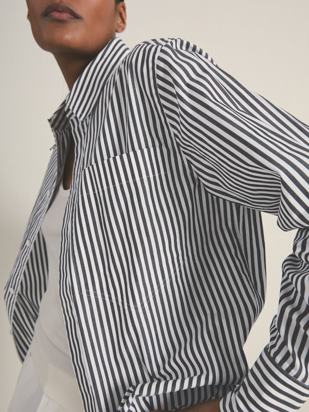 Reiss | | Les 100 Ciels Stripe Shirt in White/Navy