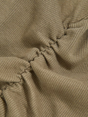 Reiss | 13-14 yrs Cotton Ruched Long-Sleeve T-Shirt with Stretch in Khaki