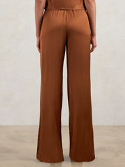 Reiss | Good American Satin Wide-Leg Trousers in Copper
