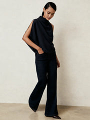 Reiss | One-Shoulder Draped Top in Navy
