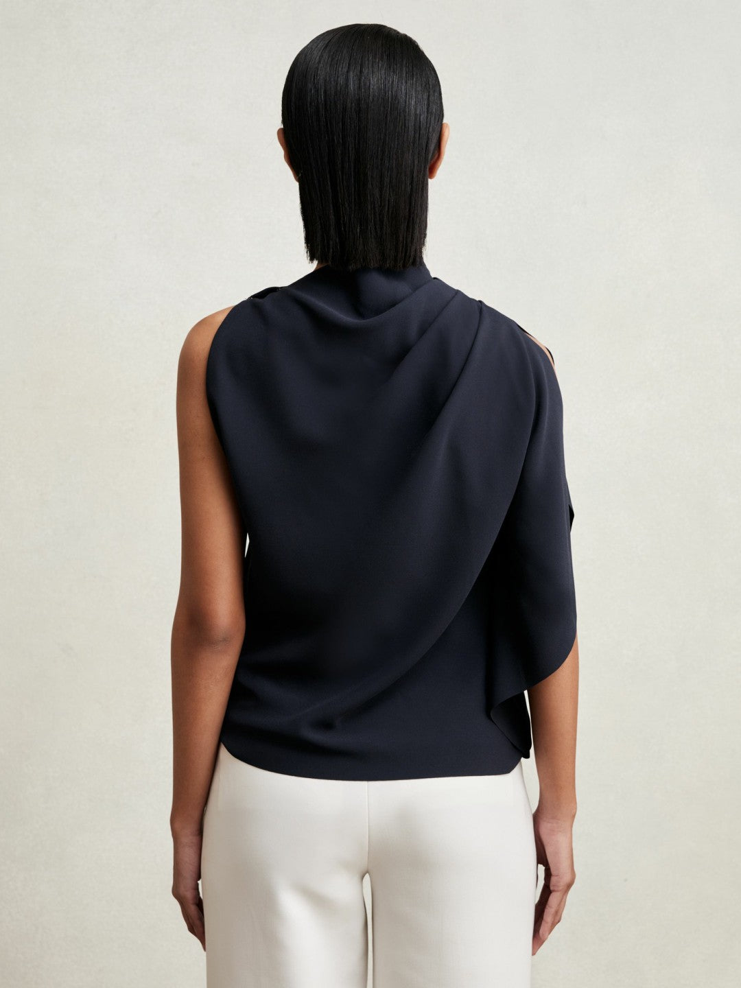 Reiss | One-Shoulder Draped Top in Navy