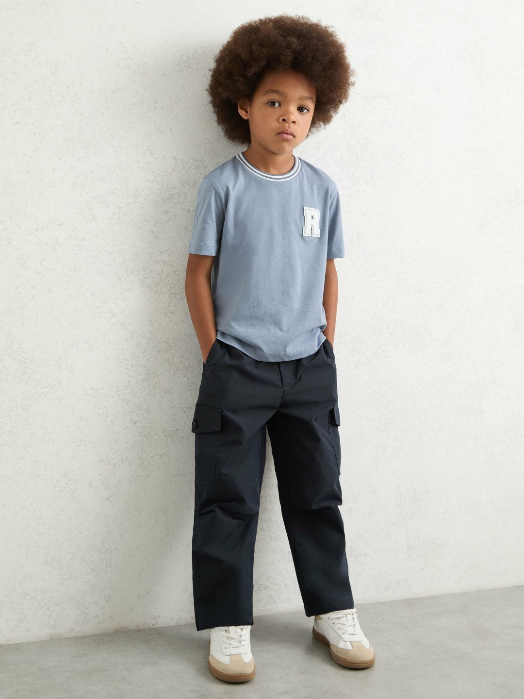 Reiss | 3-9 yrs Technical Straight Leg Cargo Trousers in Navy