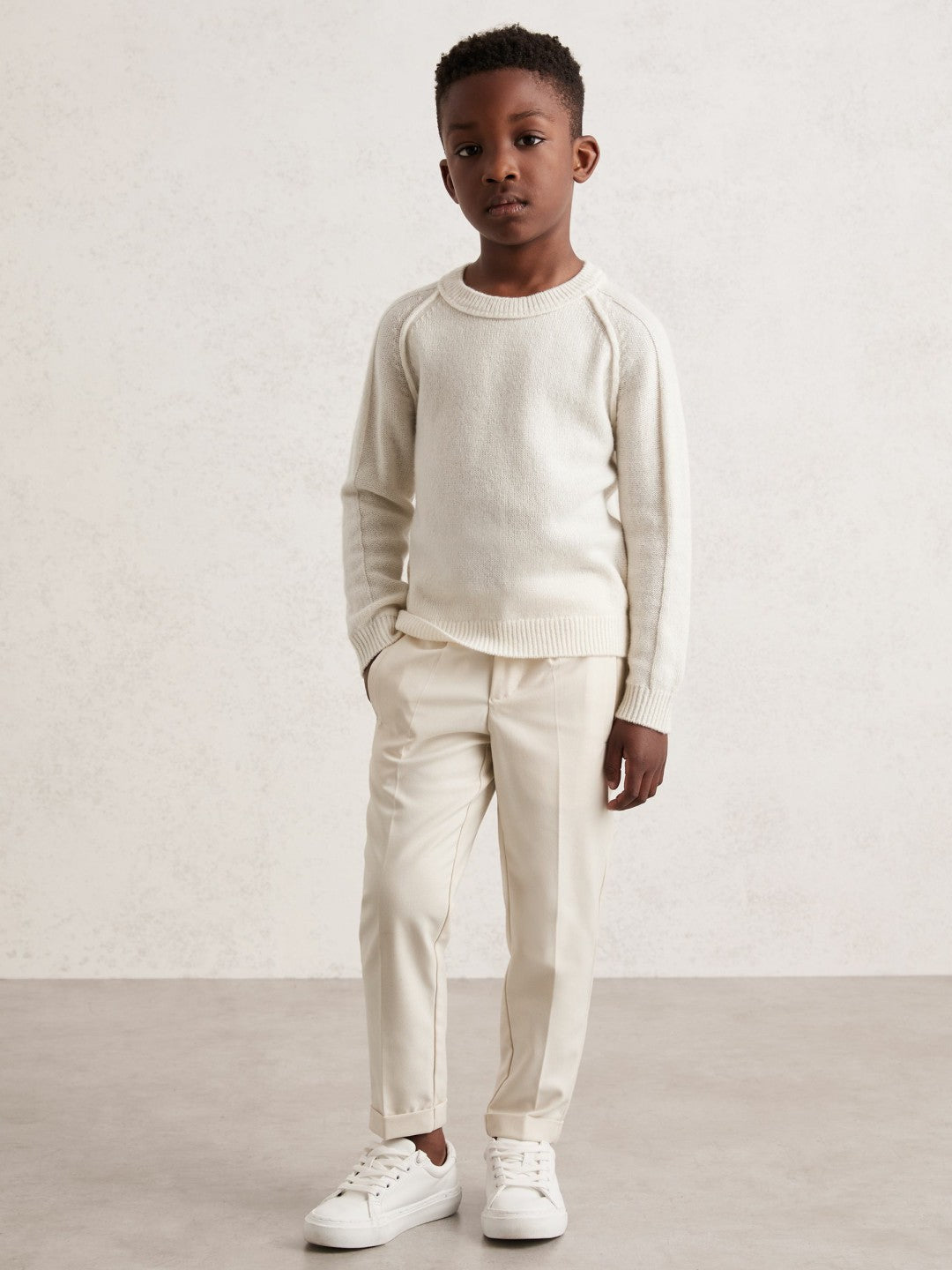 Reiss | 13-14 yrs Wool-Cashmere Reverse-Seam Jumper in Off White