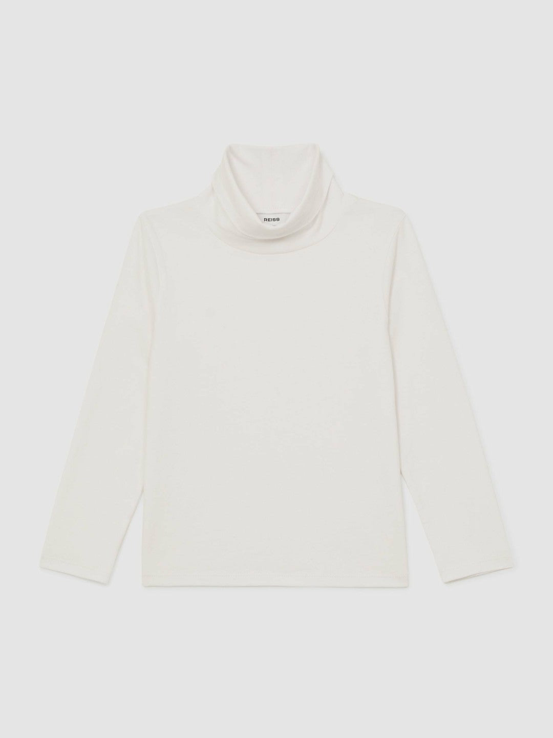 Reiss | 13-14 yrs Cotton-Jersey Roll-Neck Top with Stretch in Ivory
