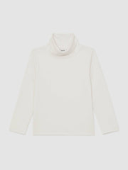 Reiss | 13-14 yrs Cotton-Jersey Roll-Neck Top with Stretch in Ivory