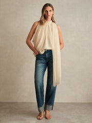 Reiss | Draped Chiffon Sleeveless Top in Ivory