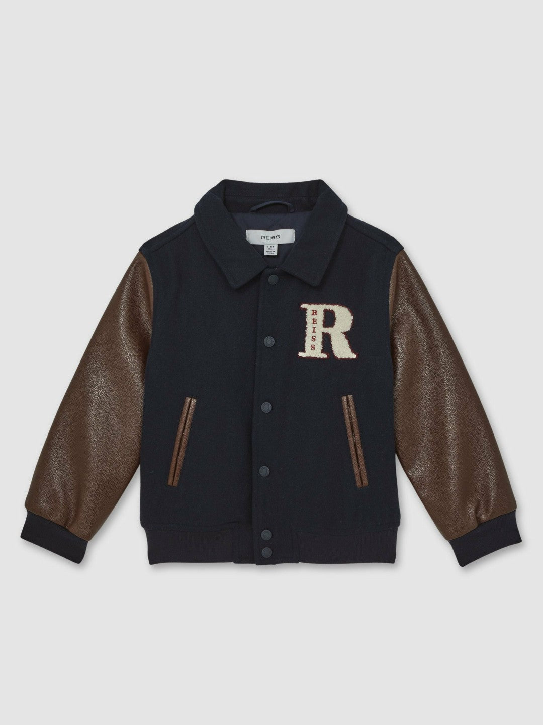 Reiss | 3-9 yrs Motor Cars Press-Stud Bomber Jacket in Navy/Brown