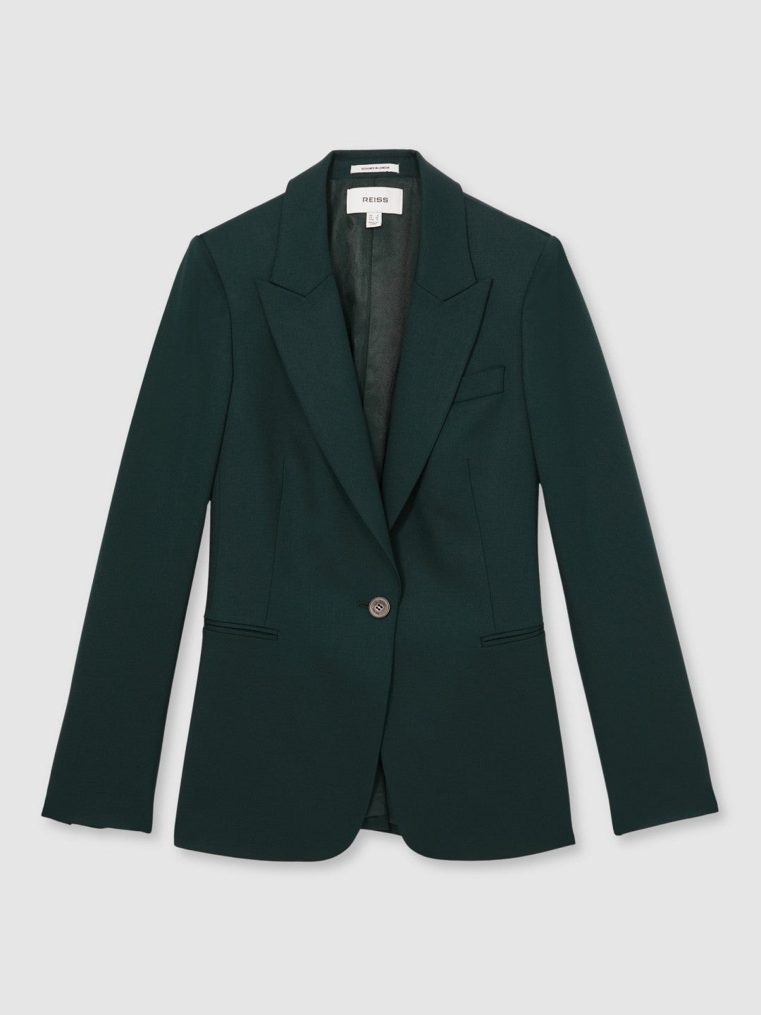 Reiss | Wool-Blend Single-Breasted Suit Blazer in Green