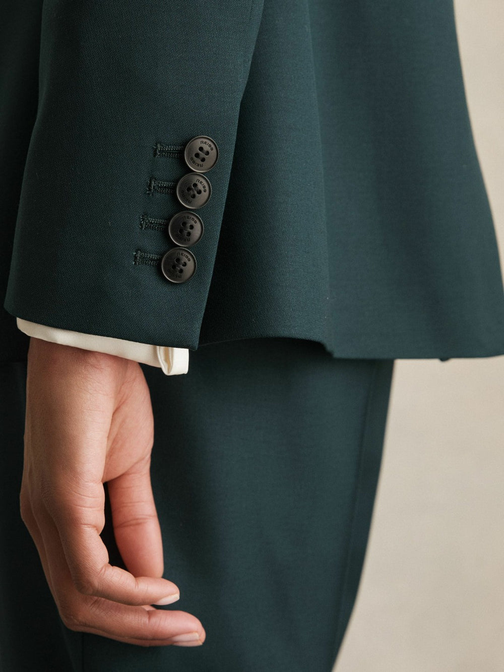 Reiss | Wool-Blend Single-Breasted Suit Blazer in Green