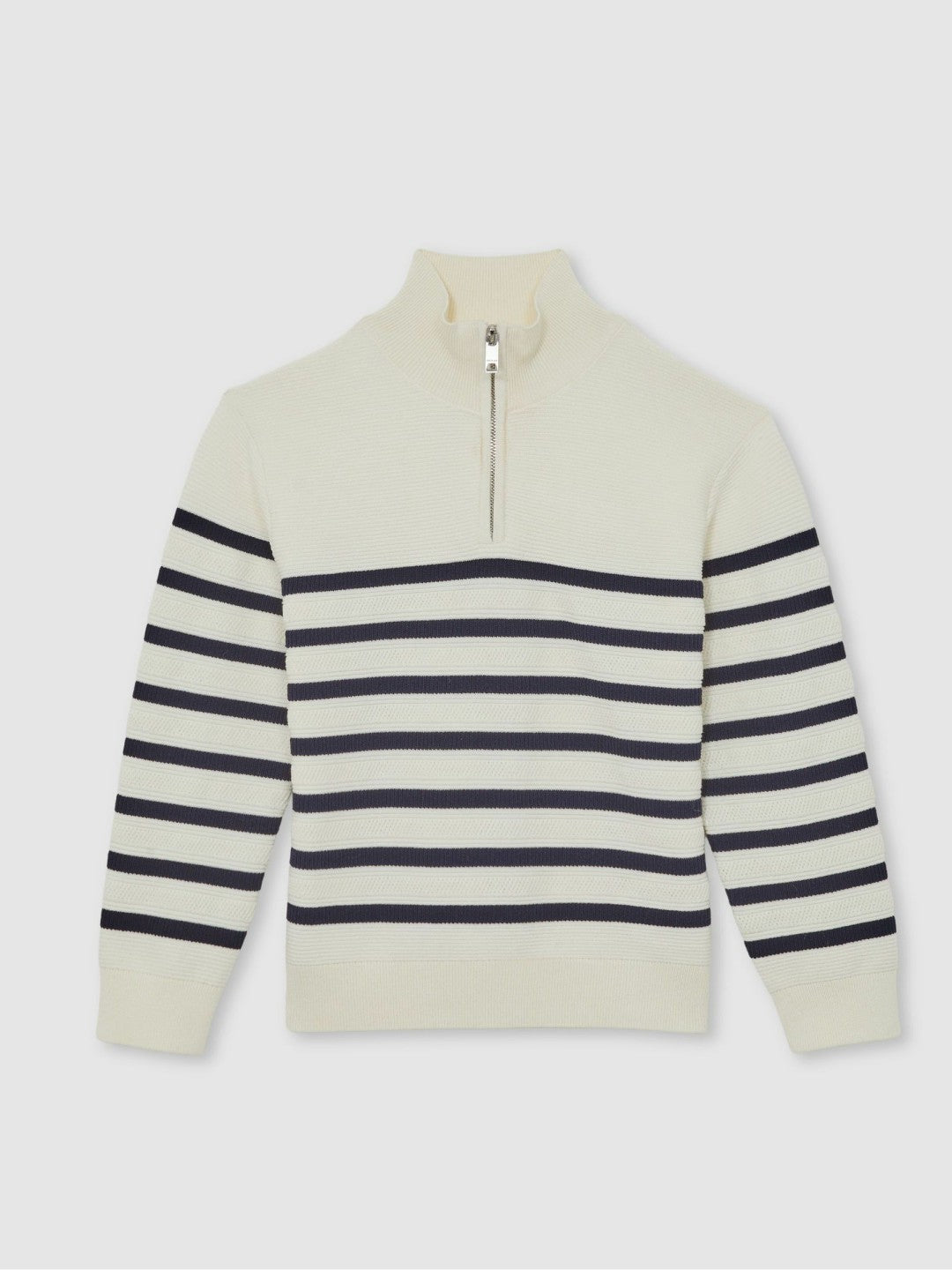 Reiss | 13-14 yrs Cotton-Blend Stripe Half-Zip Jumper in White