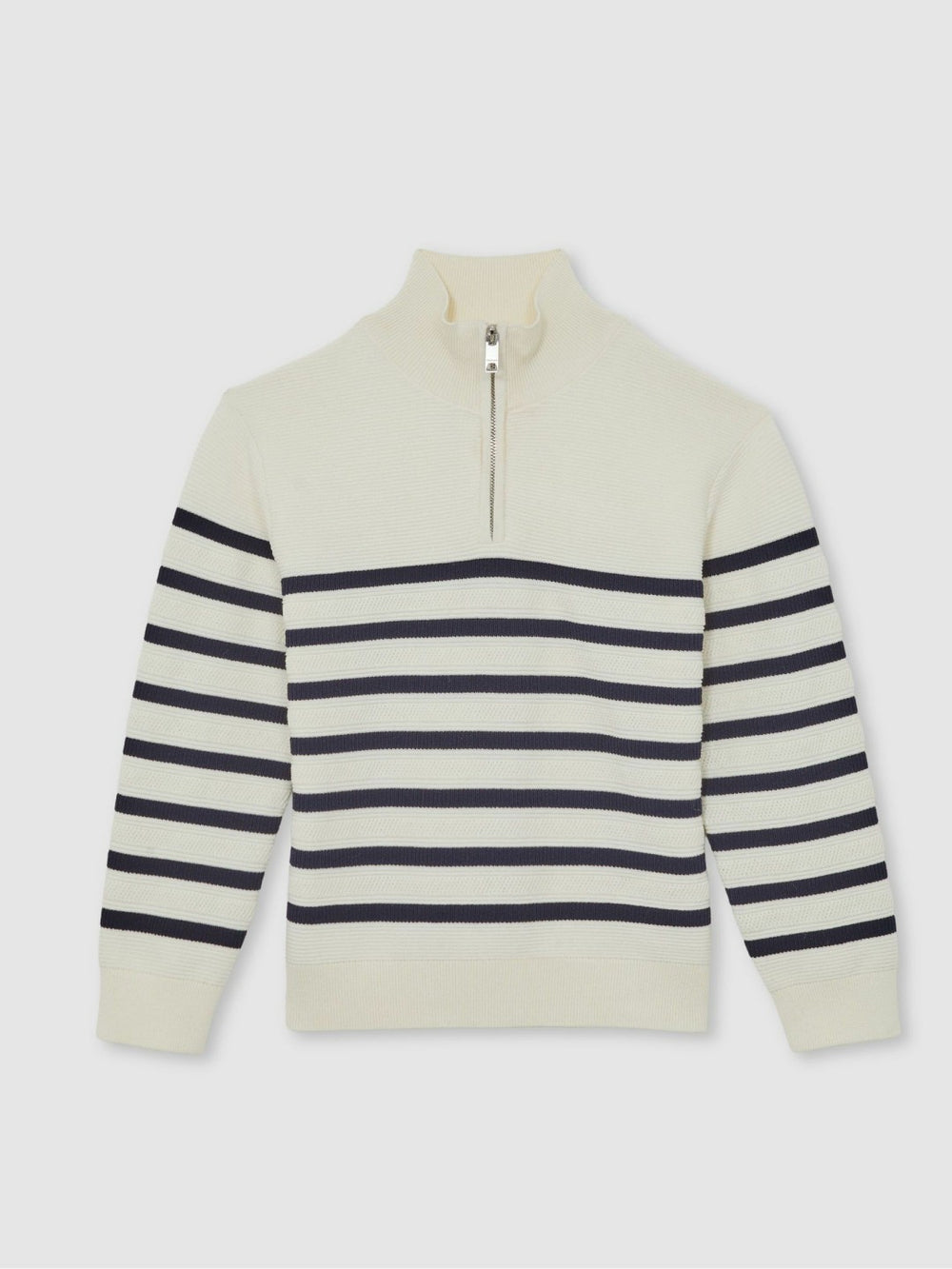 Reiss | 13-14 yrs Cotton-Blend Stripe Half-Zip Jumper in White