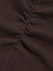 Reiss | 9-13 yrs Cotton Ruched Long-Sleeve T-Shirt with Stretch in Chocolate