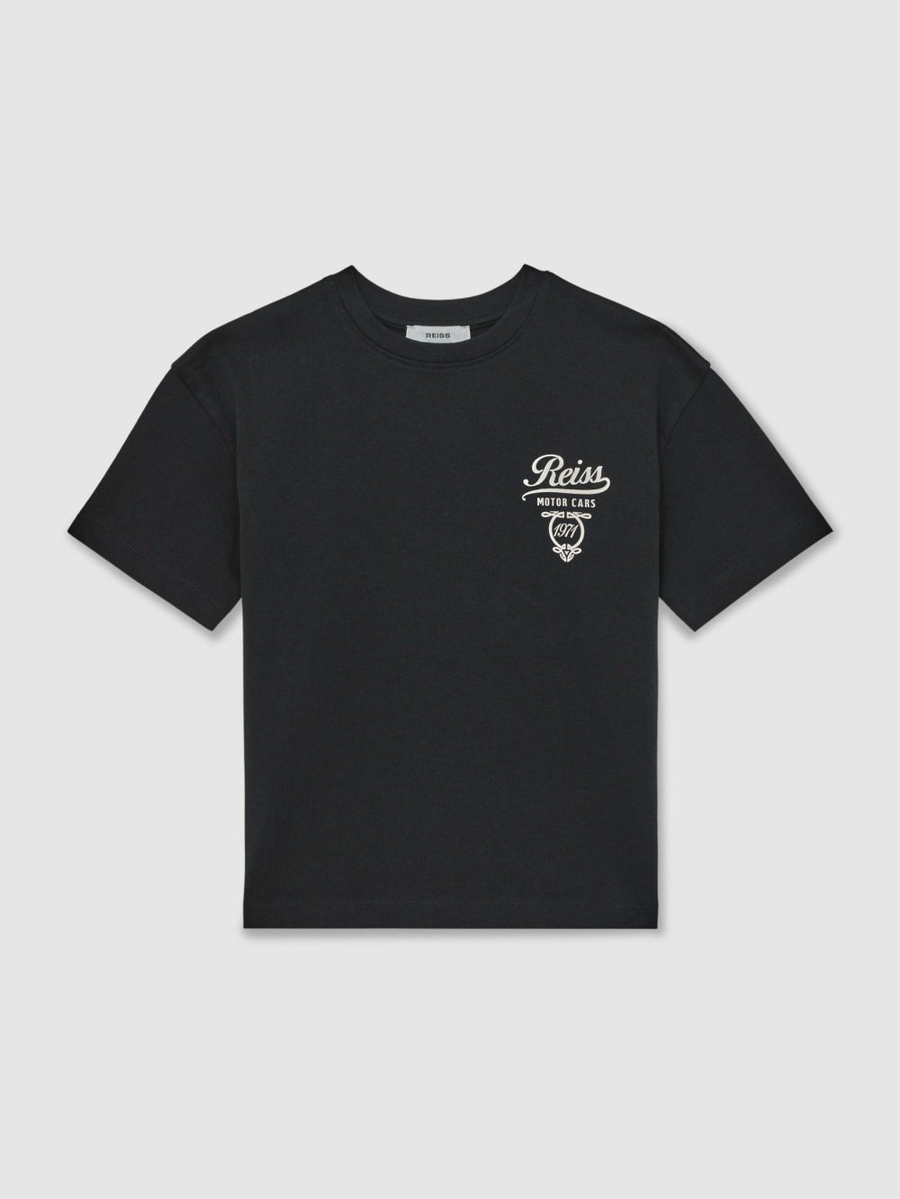 Reiss | 13-14 yrs Cotton Motor Cars-Print T-Shirt in Washed Blue/White