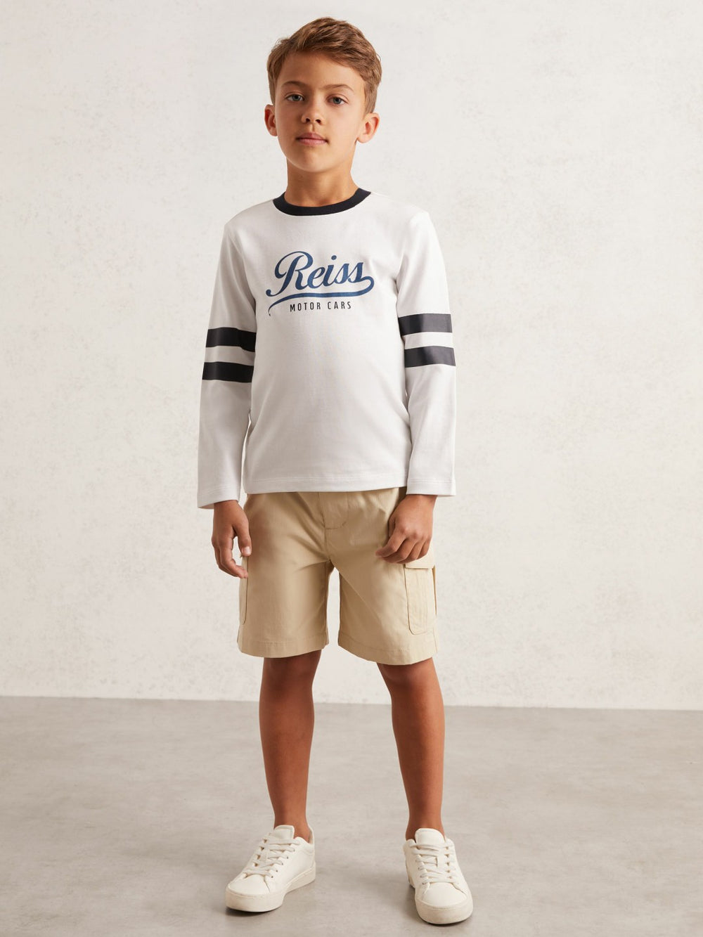 Reiss | 13-14 yrs Cotton Motor Cars Logo T-Shirt in White/Blue
