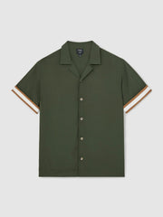 Reiss | | Ché Stripe-Cuff Shirt in Pine Green