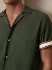 Reiss | | Ché Stripe-Cuff Shirt in Pine Green