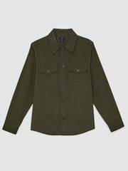 Reiss | Cotton Corduroy Twin-Pocket Overshirt in Khaki Green