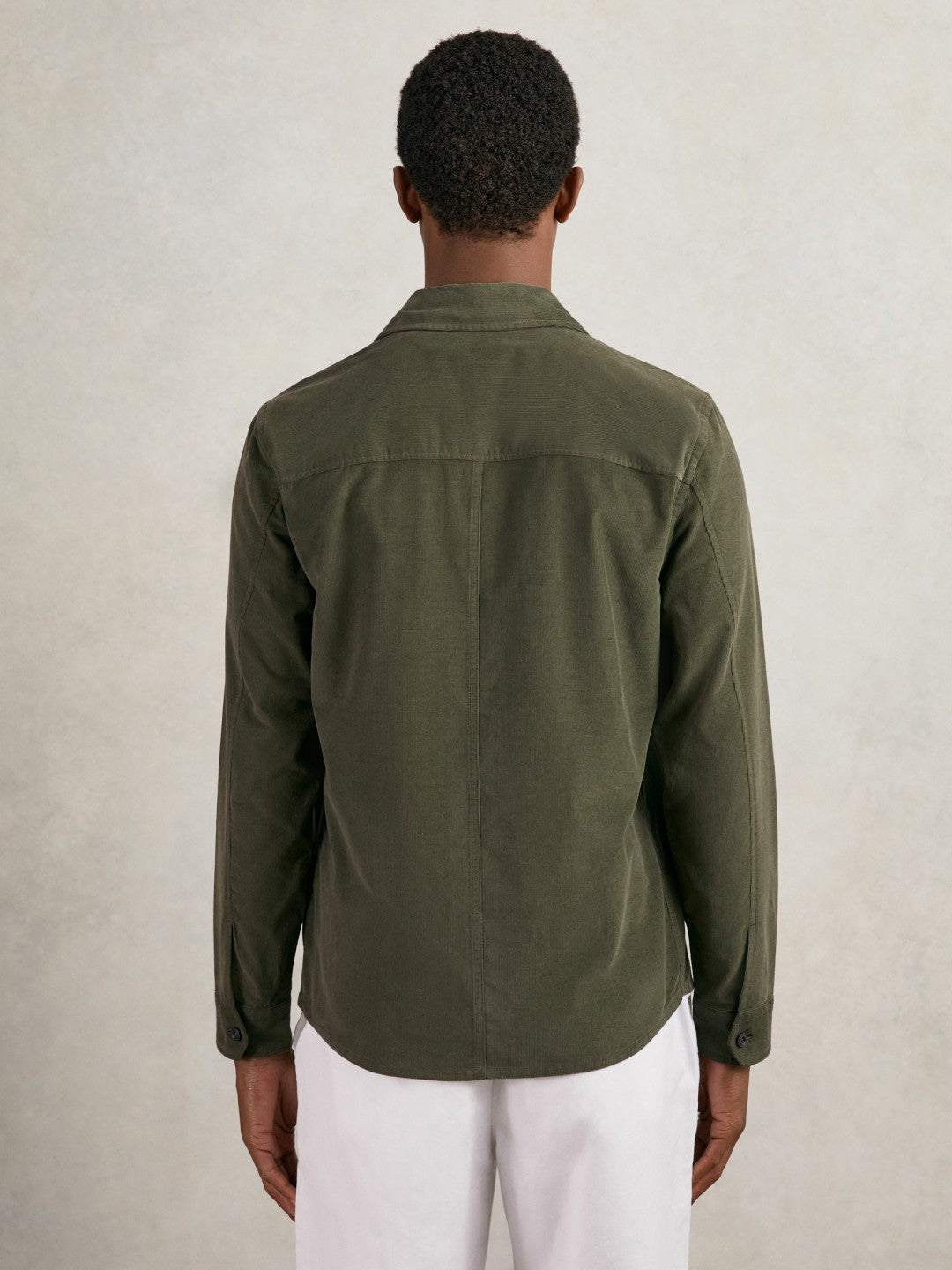 Reiss | Cotton Corduroy Twin-Pocket Overshirt in Khaki Green