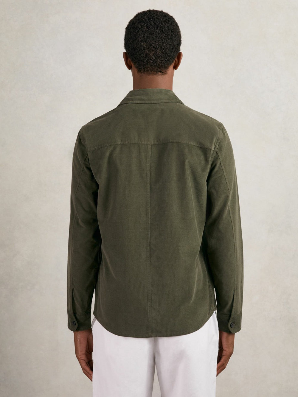 Reiss | Cotton Corduroy Twin-Pocket Overshirt in Khaki Green