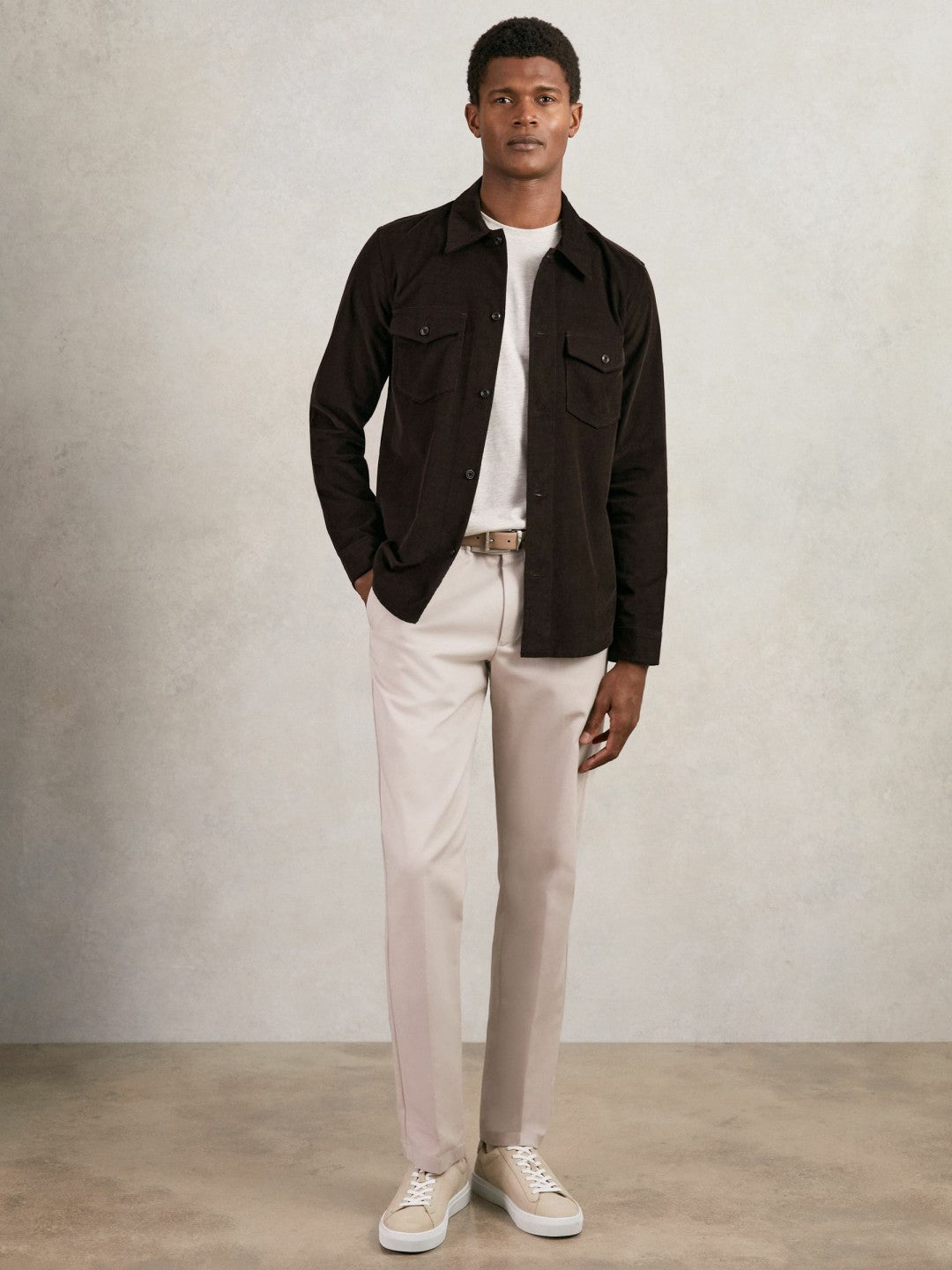 Reiss | Cotton Corduroy Twin-Pocket Overshirt in Brown