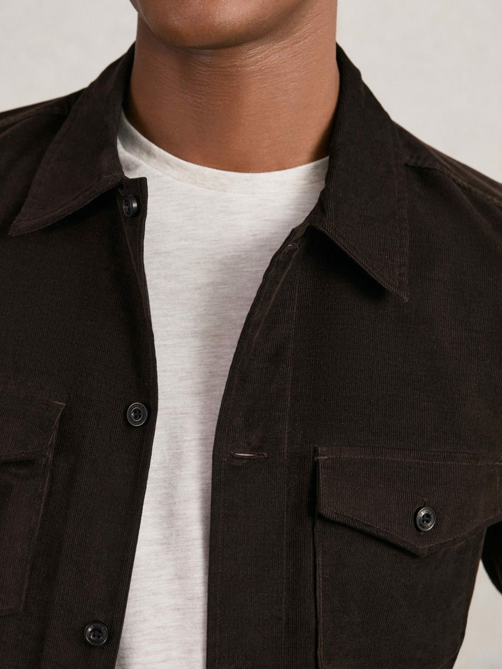 Reiss | Cotton Corduroy Twin-Pocket Overshirt in Brown