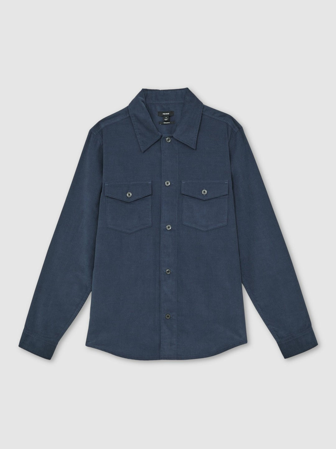 Reiss | Cotton Corduroy Twin-Pocket Overshirt in Airforce Blue