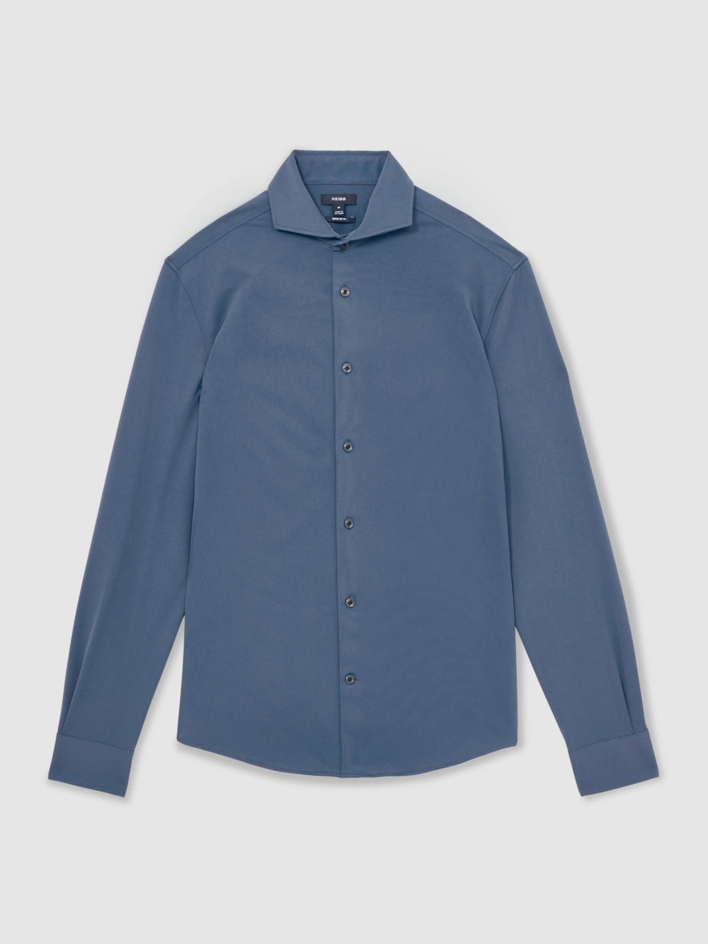 Reiss | Stretch Jersey Cutaway-Collar Shirt in Dark Airforce Blue