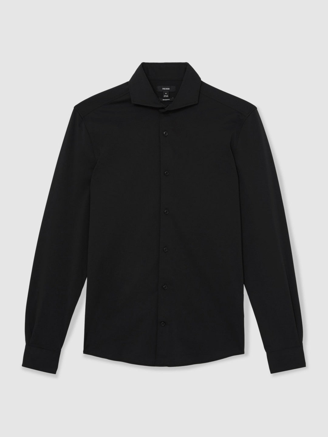 Reiss | Stretch Jersey Cutaway-Collar Shirt in Black