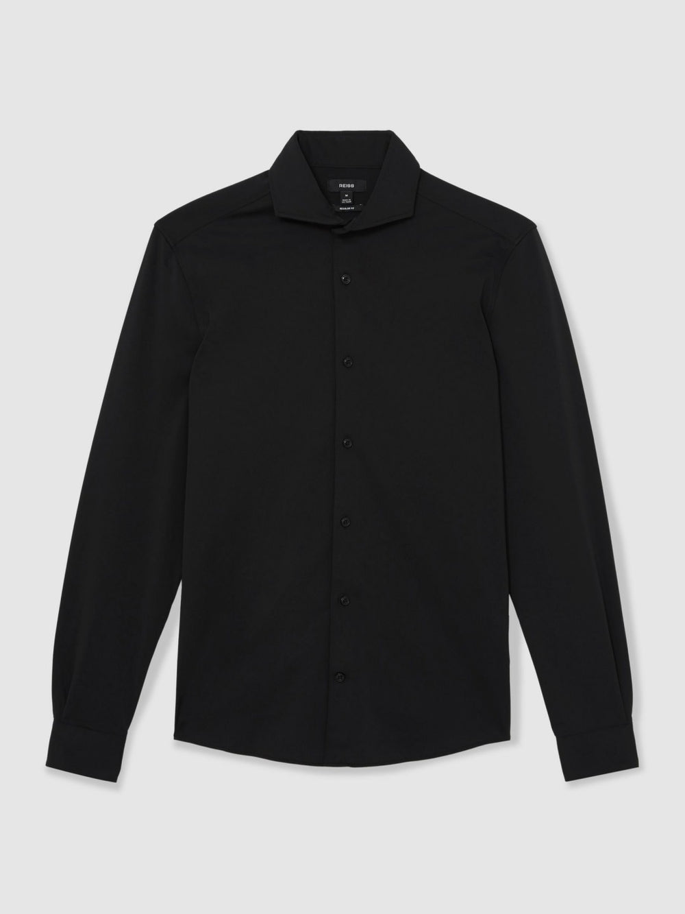 Reiss | Stretch Jersey Cutaway-Collar Shirt in Black