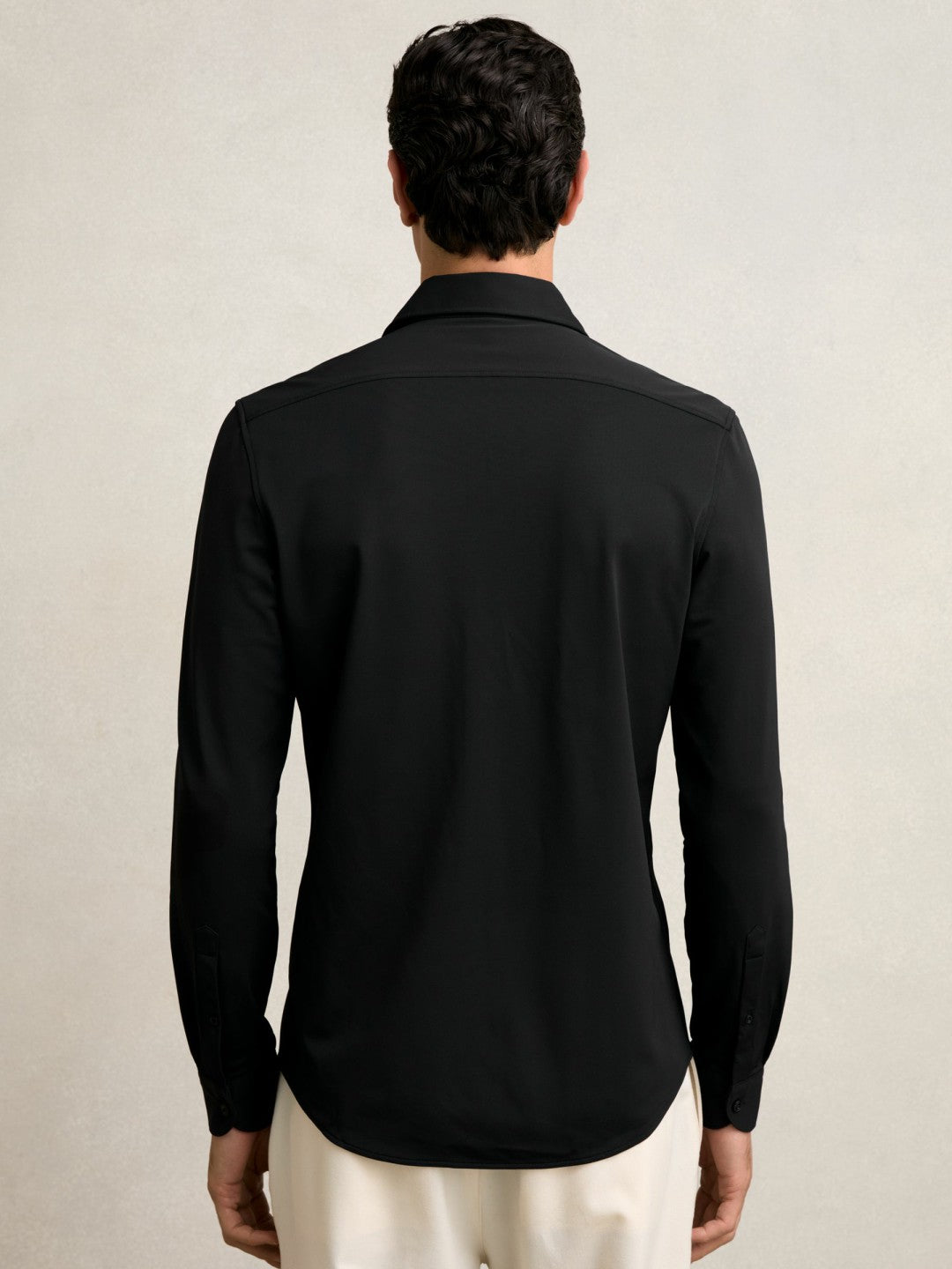 Reiss | Stretch Jersey Cutaway-Collar Shirt in Black