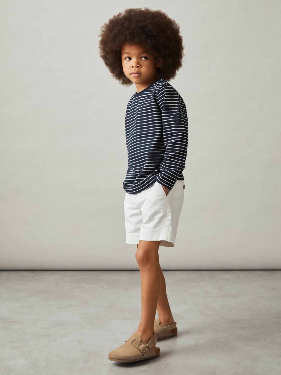 Reiss | 13-14 yrs Stretch-Cotton Stripe T-Shirt in Navy/White