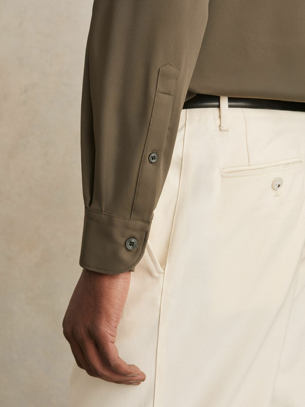 Reiss | Stretch Jersey Cutaway-Collar Shirt in Olive Green