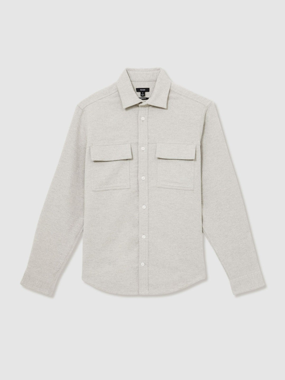 Reiss | Moleskin-Cotton Twin-Pocket Overshirt in Soft Grey Melange