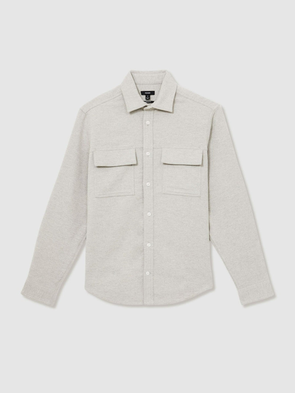 Reiss | Moleskin-Cotton Twin-Pocket Overshirt in Soft Grey Melange