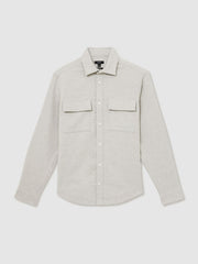 Reiss | Moleskin-Cotton Twin-Pocket Overshirt in Soft Grey Melange