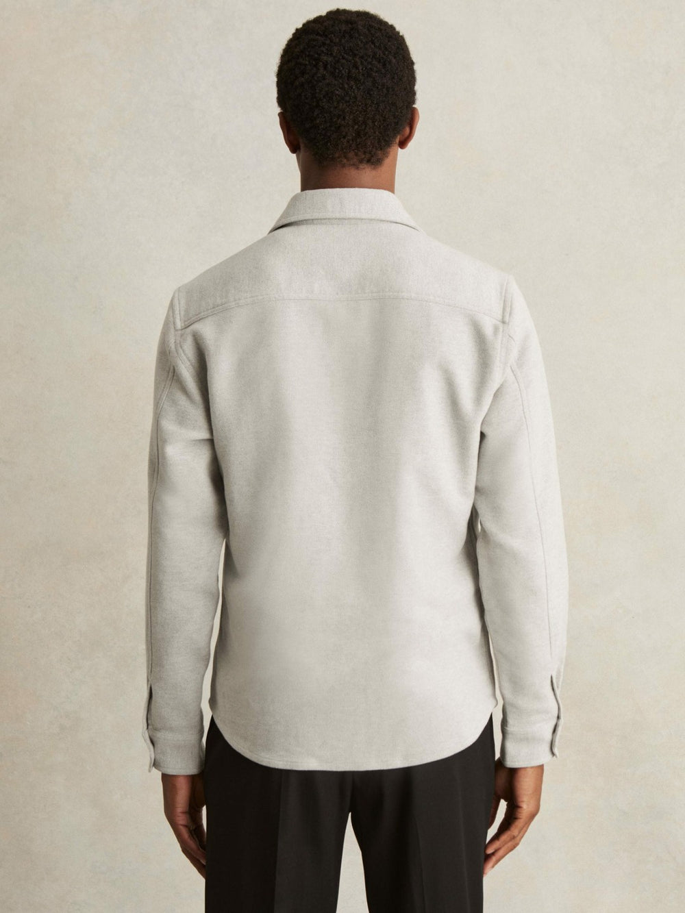 Reiss | Moleskin-Cotton Twin-Pocket Overshirt in Soft Grey Melange