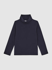 Reiss | 9-13 yrs Cotton-Jersey Roll-Neck Top with Stretch in Navy