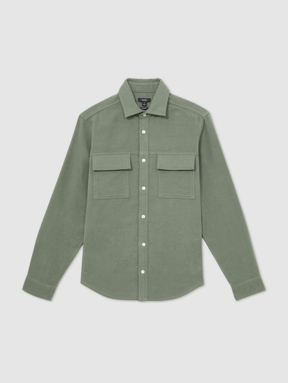 Reiss | Moleskin-Cotton Twin-Pocket Overshirt in Green