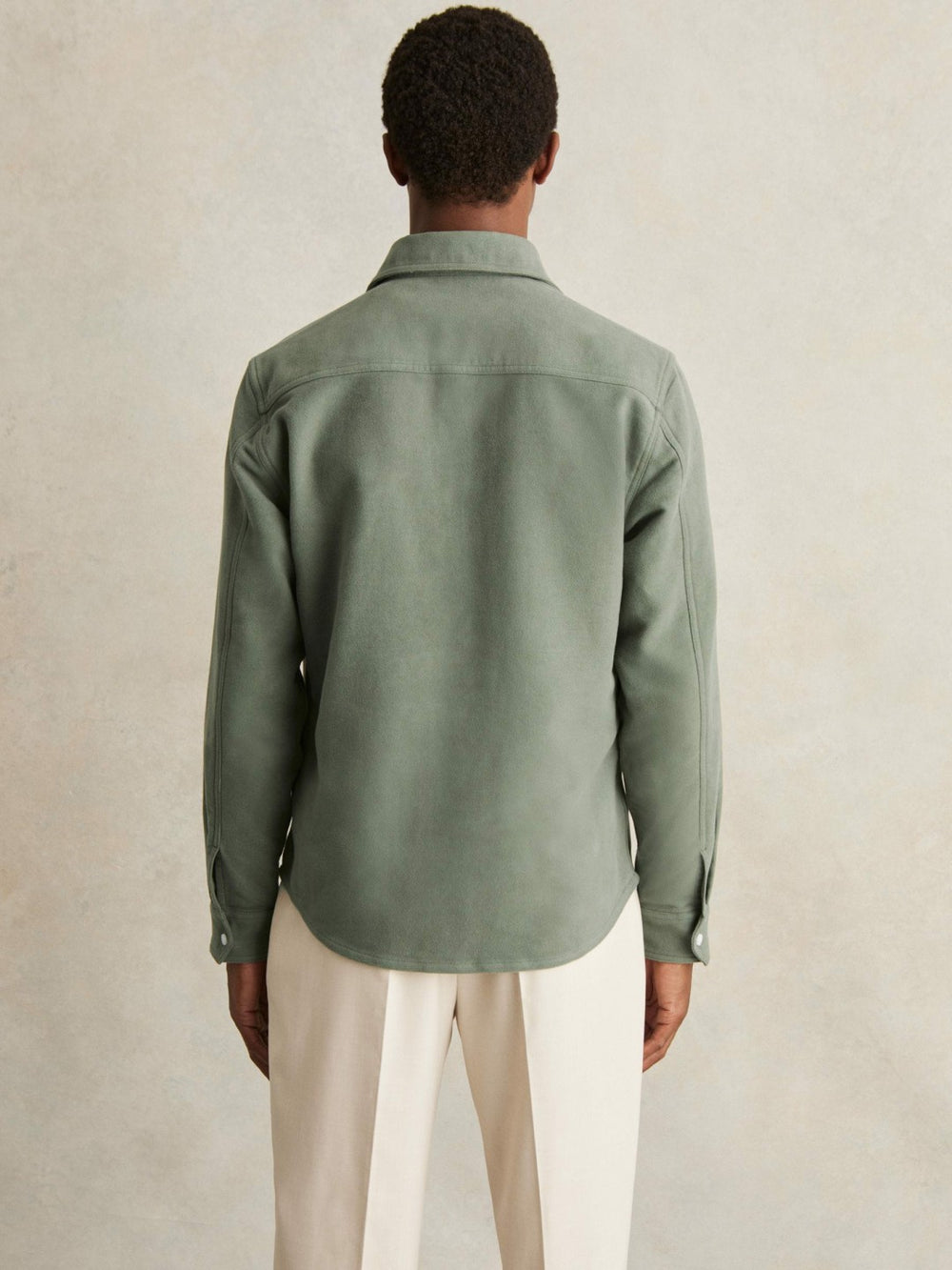 Reiss | Moleskin-Cotton Twin-Pocket Overshirt in Green