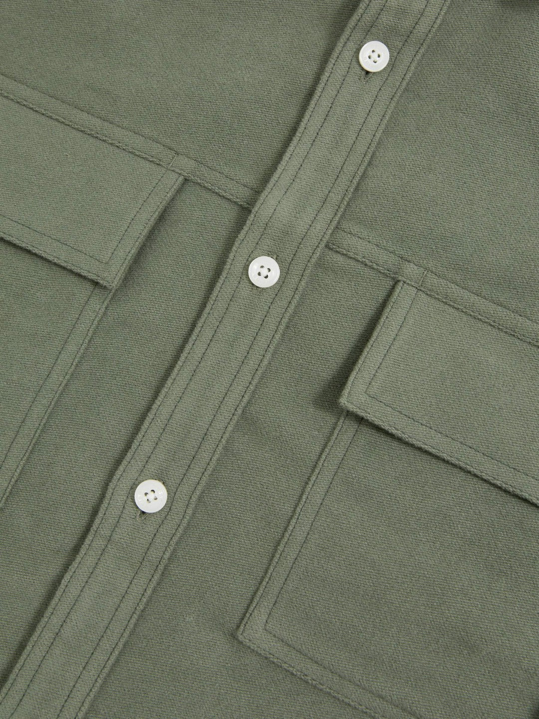 Reiss | Moleskin-Cotton Twin-Pocket Overshirt in Green