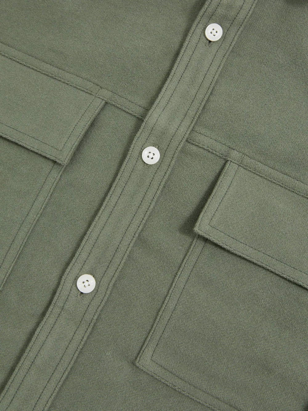 Reiss | Moleskin-Cotton Twin-Pocket Overshirt in Green