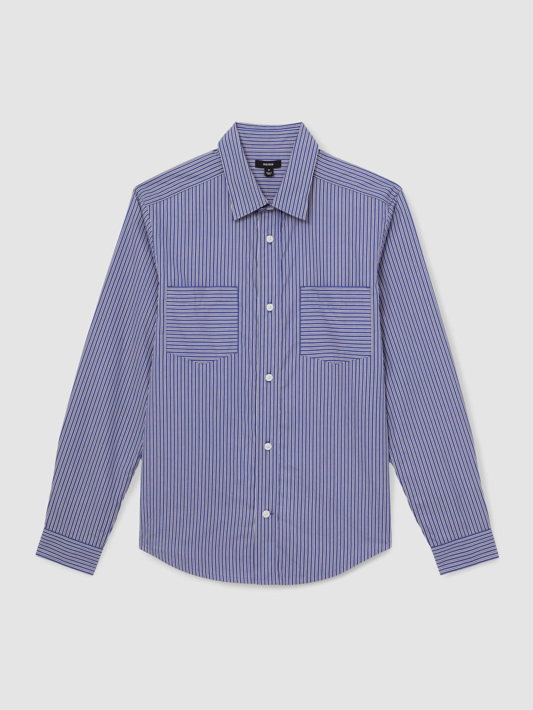 Reiss | Cotton-Poplin Stripe Twin-Pocket Shirt in Blue/White