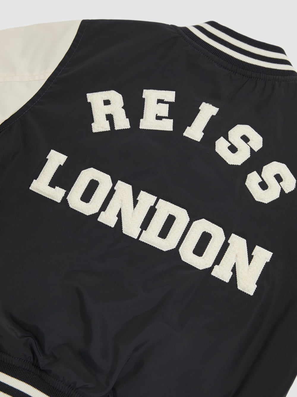 Reiss | 13-14 yrs Colour-Block Varsity Bomber Jacket in Navy/ Off White